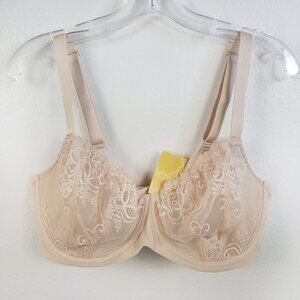 New Delimira Balconette Bra 42DD Delicate Lace Beige W704 NWT